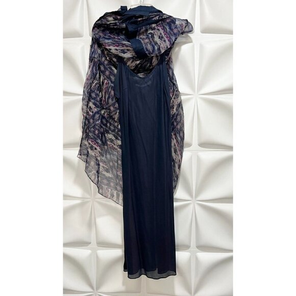 Of Two Minds Sz S Long Blue Chiffon Duca Maxi Dress from Calypso Drawstring - Picture 8 of 11